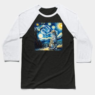 Toyger Starry Night Inspired - Artistic Cat Baseball T-Shirt